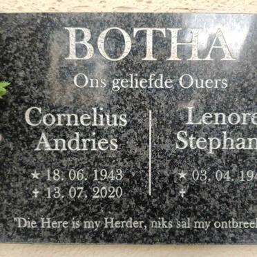 BOTHA Cornelius Andries 1943-2020 & Lenore Stephane 1948- 