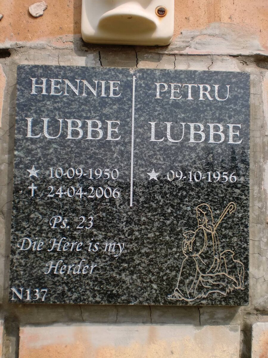 LUBBE Hennie 1950-2006 &amp; Petru 1956-