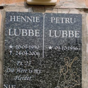 LUBBE Hennie 1950-2006 &amp; Petru 1956-