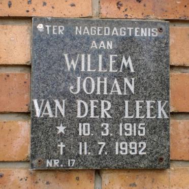 LEEK Willem Johan, van der 1915-1992