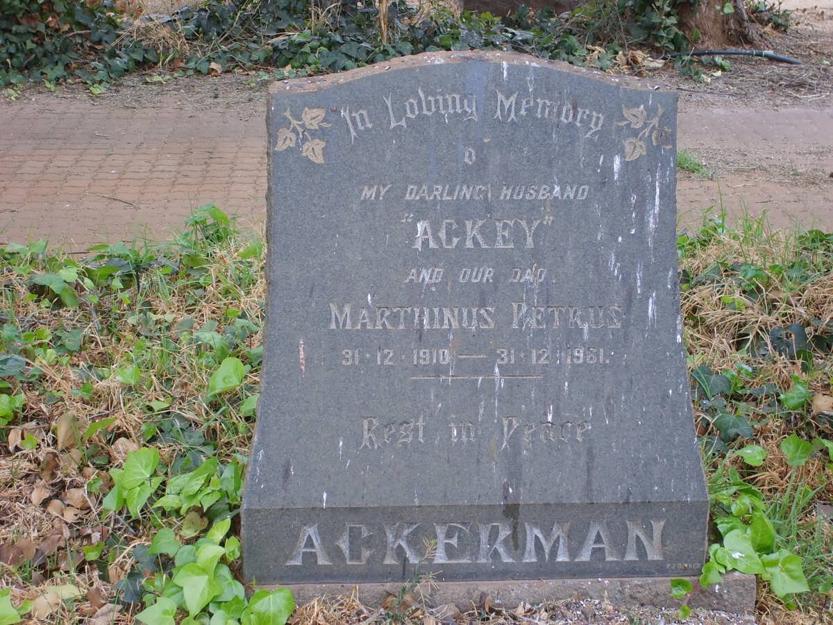 ACKERMAN Marthinus Petrus 1910-1961