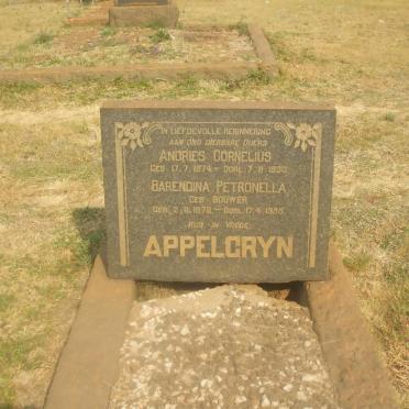 APPELGRYN Andries Cornelius 1874-1930 &amp; Barendina Petronella BOUWER 1878-1955