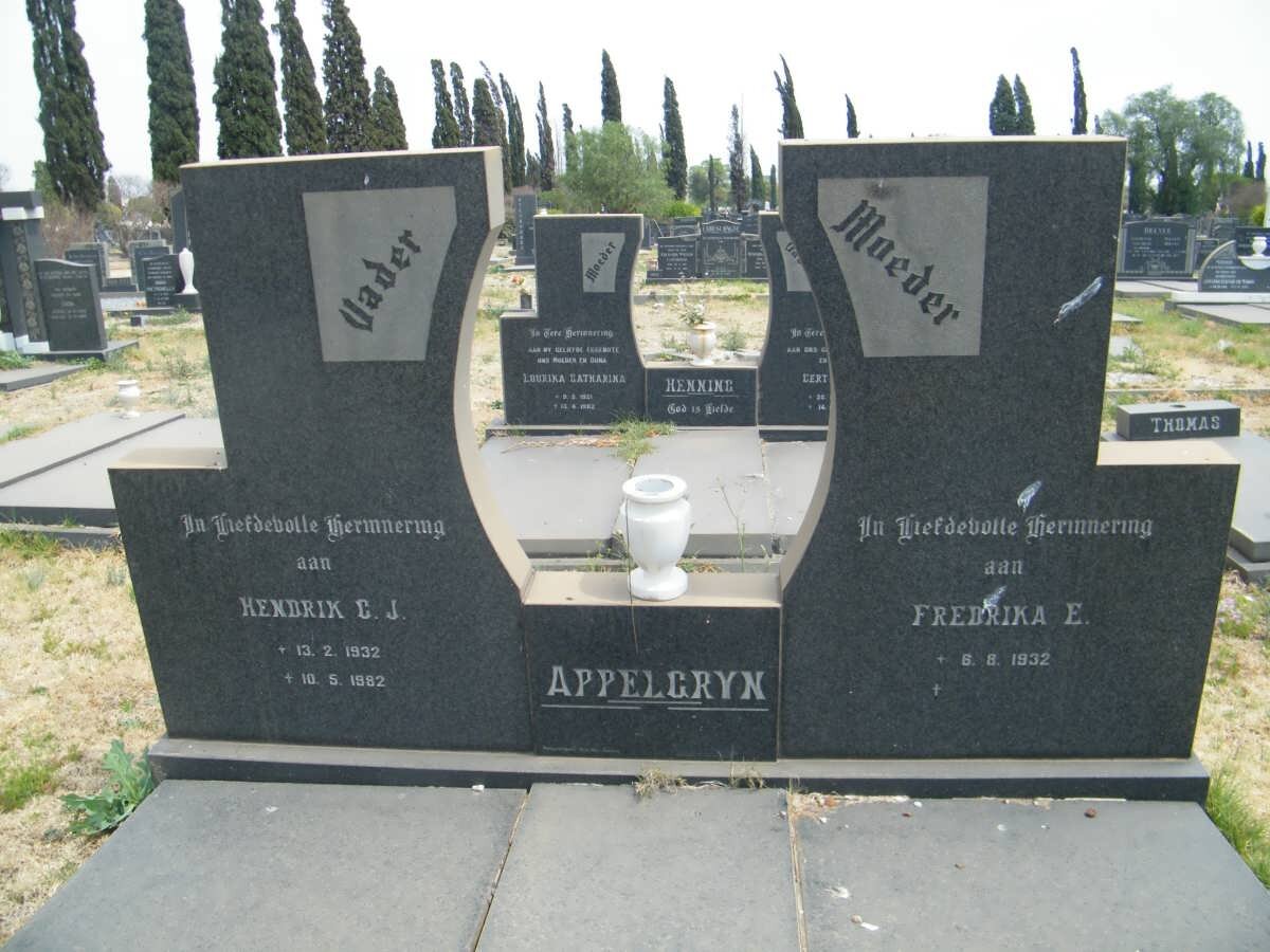 APPELGRYN Hendrik C.J. 1932-1982 &amp; Fredrika E. 1932-