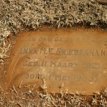 BRIEDENHANN Anna M.E. 1921-1933