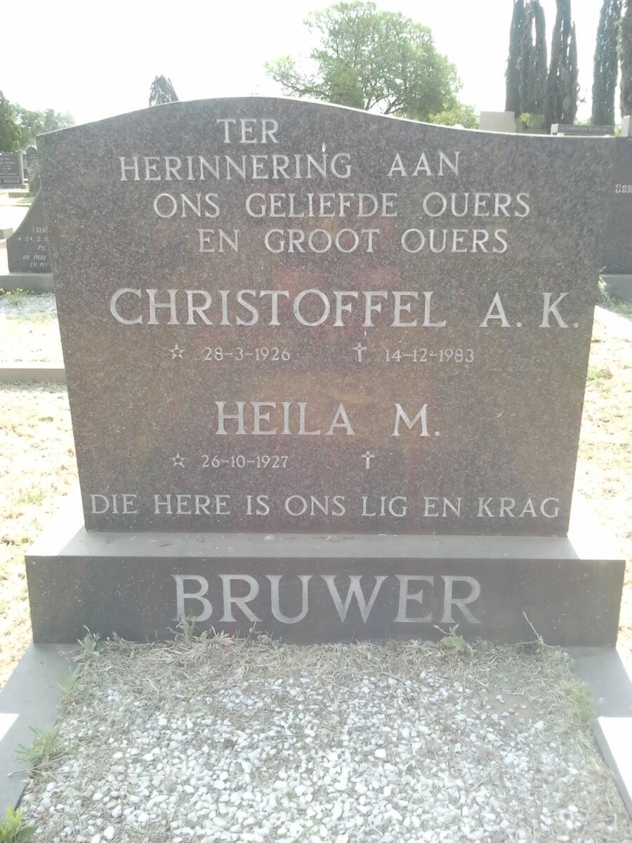 BRUWER Christoffel A.K. 1926-1983 &amp; Heila M. 1927-