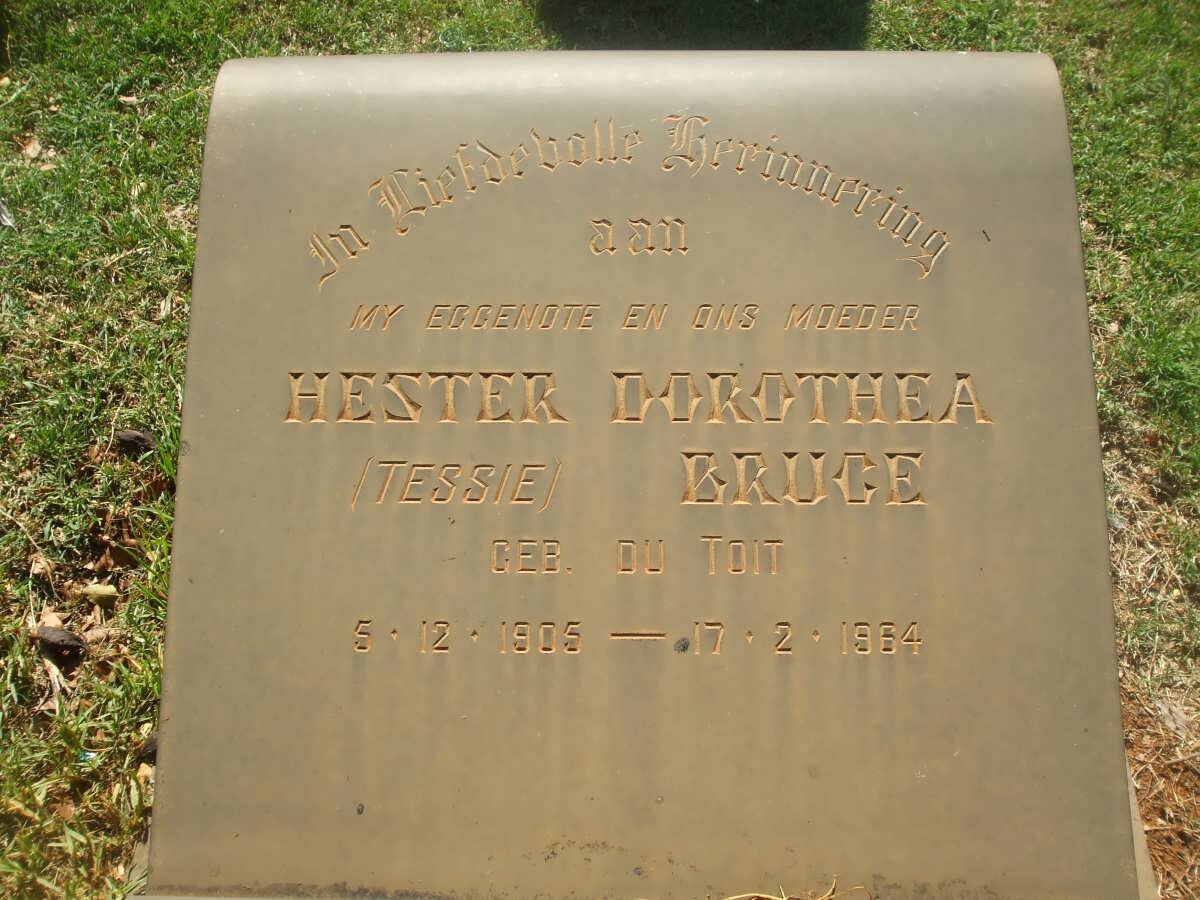 BRUCE Hester Dorothea nee DU TOIT 1905-1964