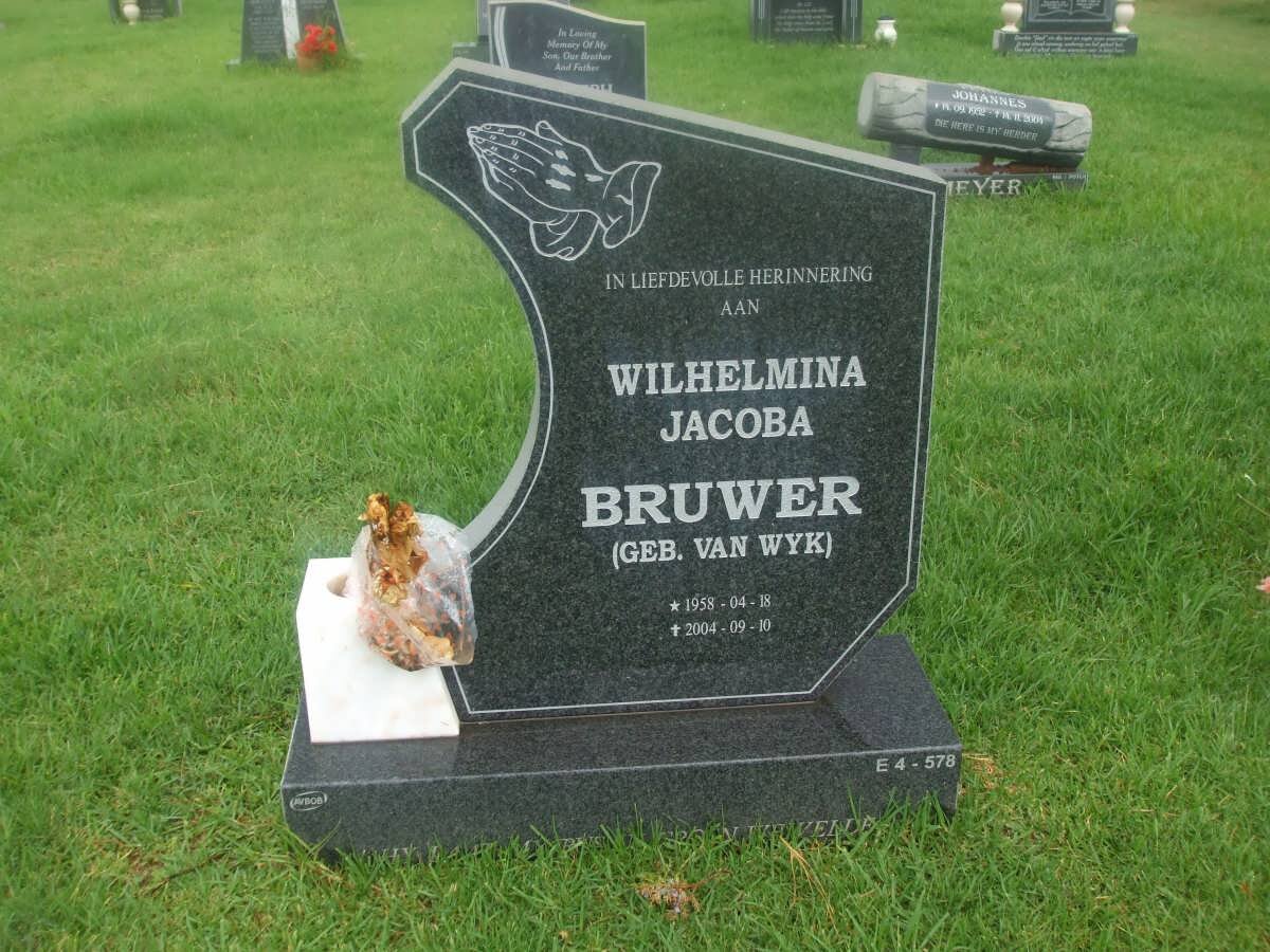BRUWER Wilhelmina Jacoba nee VAN WYK 1958-2004