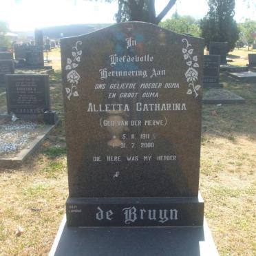BRUYN Alletta Catharina, de nee VAN DER MERWE 1911-2000