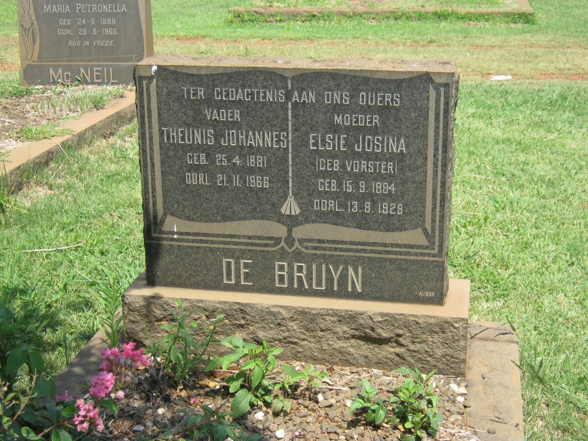 BRUYN Theunis Johannes, de 1881-1966 &amp; Elsie Josina VORSTER 1884-1928