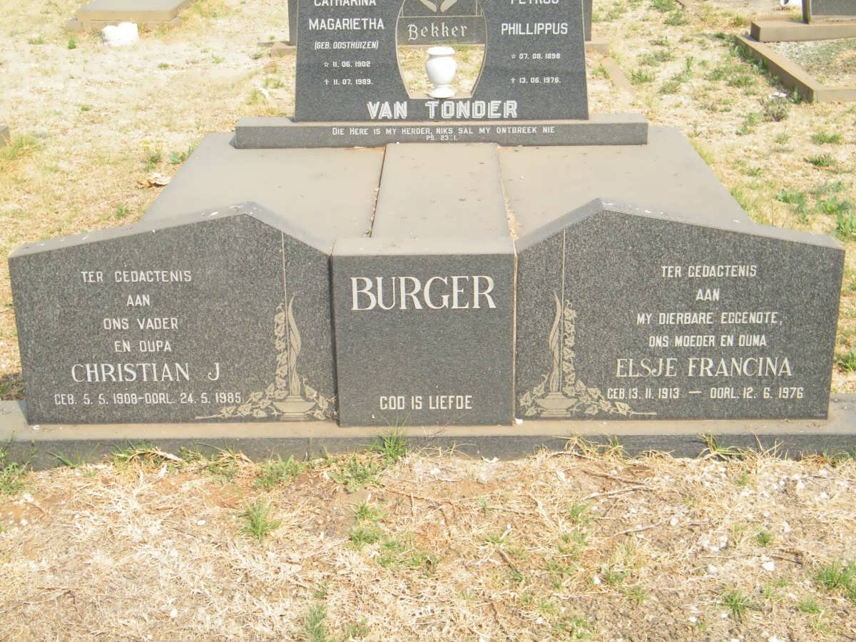 BURGER Christian J. 1908-1985 &amp; Elsje Francina 1913-1976