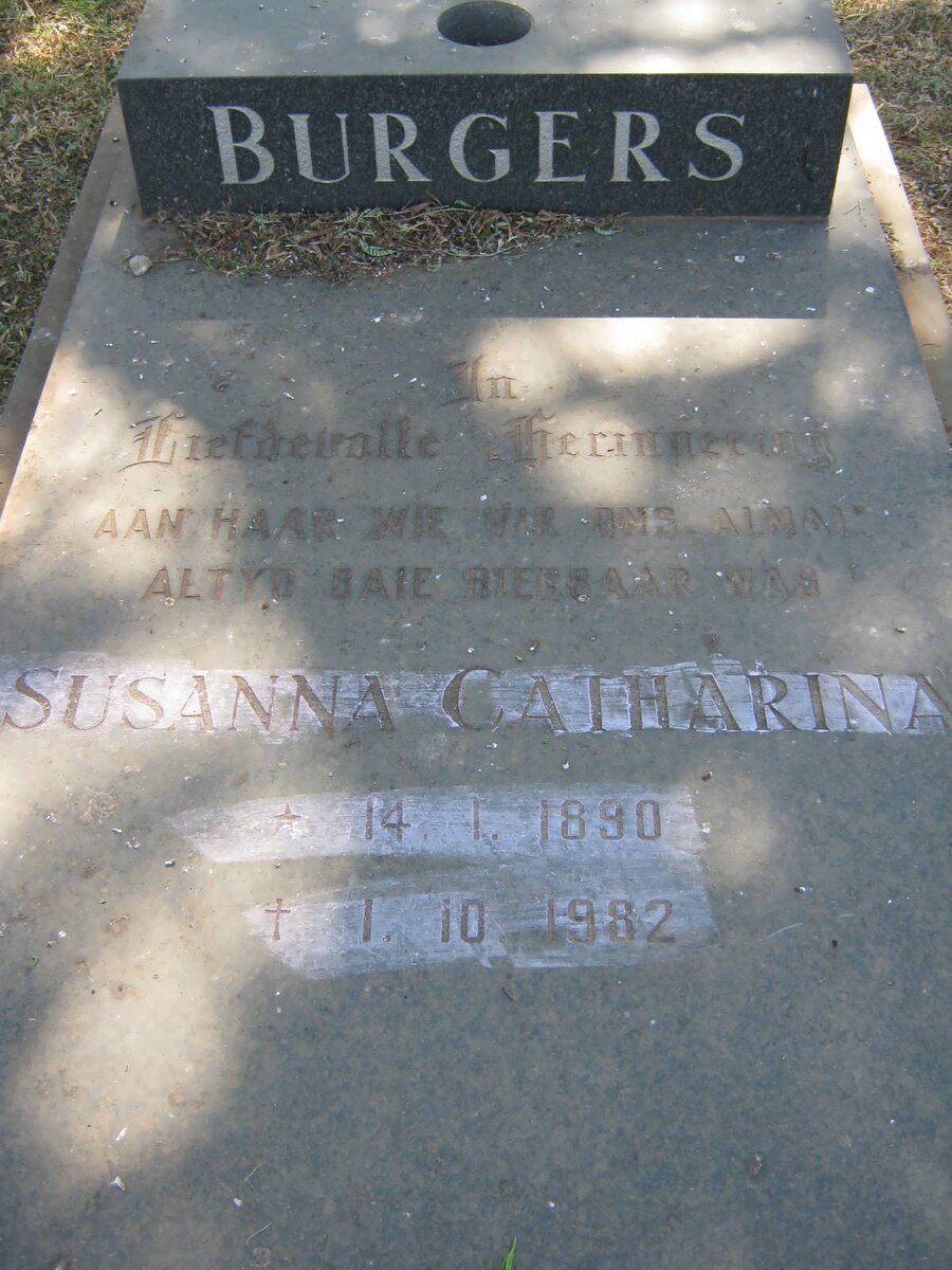 BURGERS Susanna Catharina 1890-1982