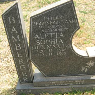 BAMBERGER Aletta Sophia nee MARITZ 1945-1995