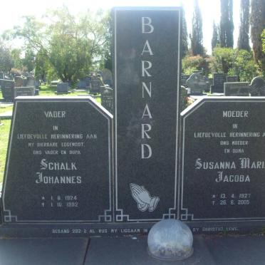 BARNARD Schalk Johannes 1924-1992 &amp; Susanna Maria Jacoba 1927-2005