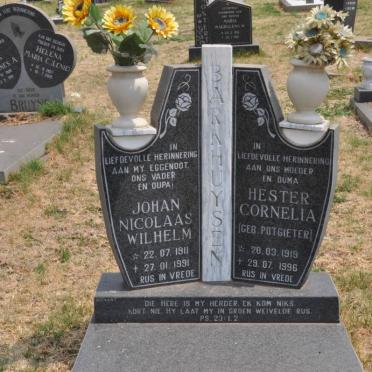 BARKHUYSEN Johan Nicolaas Wilhelm 1911-1991 &amp; Hester Cornelia POTGIETER 1919-1996