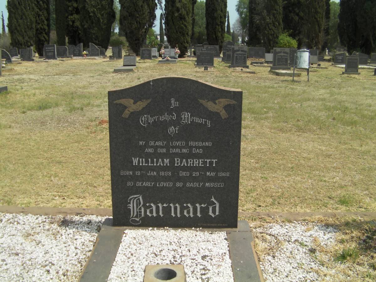 BARNARD William Barrett 1883-1968
