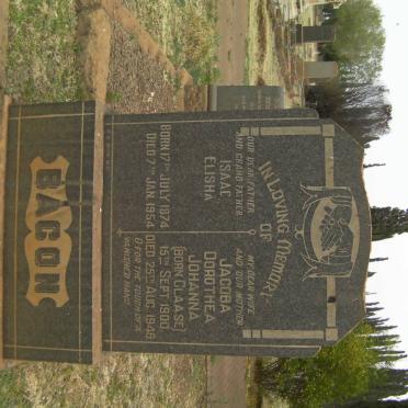 BACON Isaac Elisha 1874-1954 &amp; Jacoba Dorothea Johanna CLAASE 1900-1948