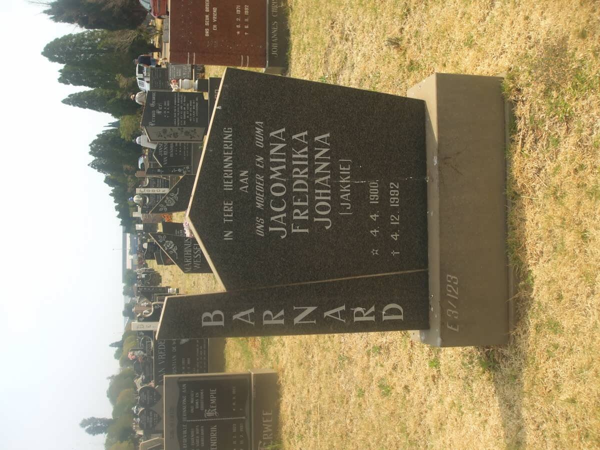 BARNARD Jacomina Fredrika Johanna 1900-1992