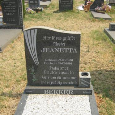 BEKKER Jeanetta 1956-1991