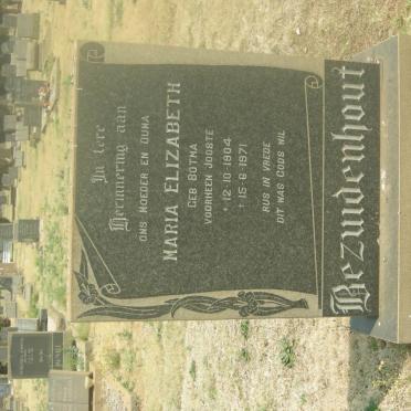 BEZUIDENHOUT Maria Elizabeth formerly JOOSTE nee BOTMA 1904-1971