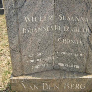 BERG Willem Johannes, van den 1931-1994 &amp; Susanna Elizabeth CRONJE 1931-
