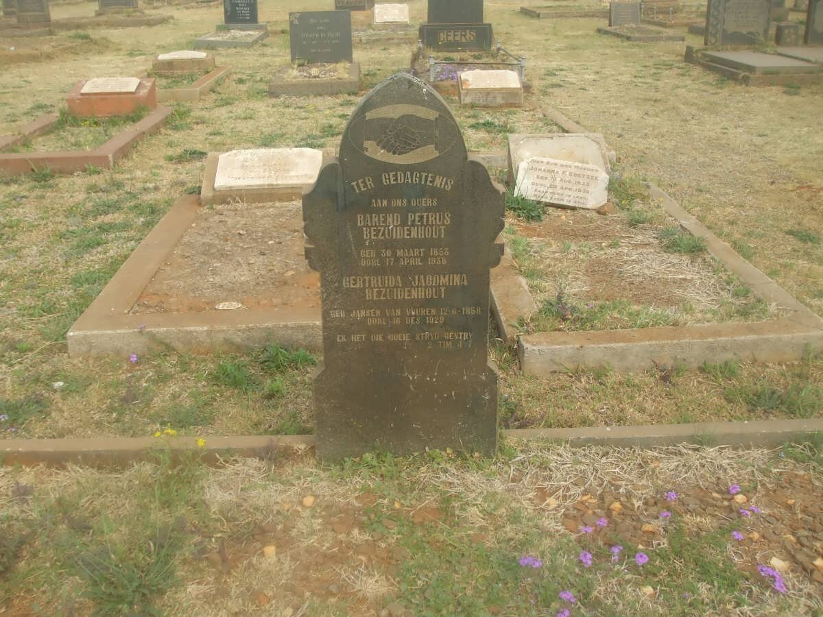BEZUIDENHOUT Barend Petrus 1853-1938 &amp; Gertruida Jacomina JANSEN VAN VUUREN 1858-1929
