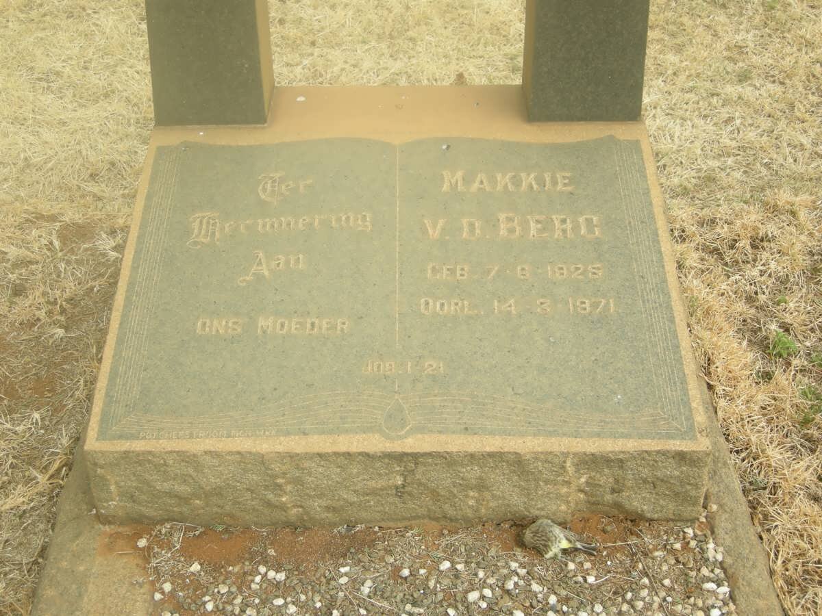 BERG Makkie, v.d. 1925-1971