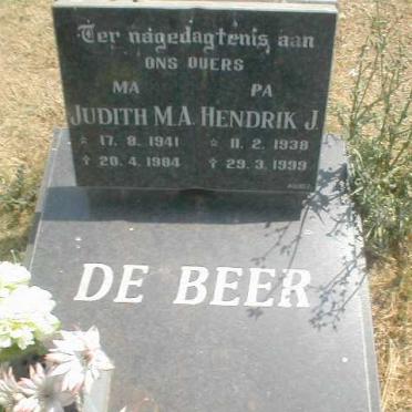 BEER Hendrik J., de 1938-1999 &amp; Judith M.A. 1941-1984