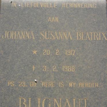 BLIGNAUT Johanna Susanna Beatrix 1917-1988