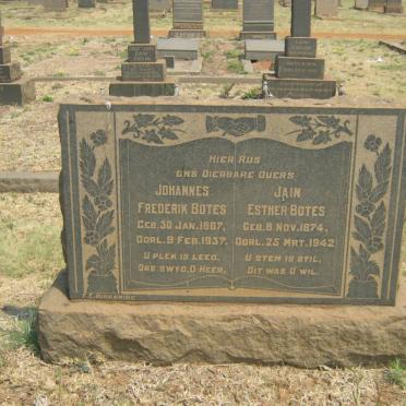 BOTES Johannes Frederik 1867-1937 &amp; Jain Esther 1874-1942