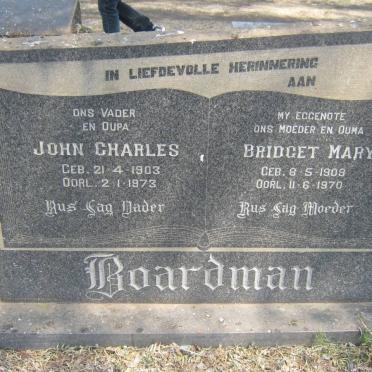 BOARDMAN John Charles 1903-1973 &amp; Bridget Mary 1908-1970