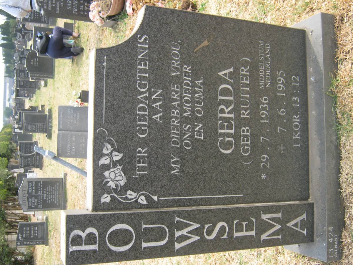 BOUWSEMA Gerda nee RUITER 1936-1995