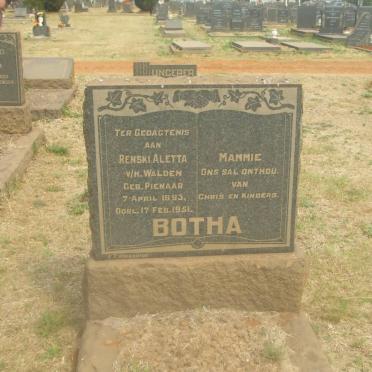 BOTHA Renski Aletta formerly WALDEN nee PIENAAR 1893-1951