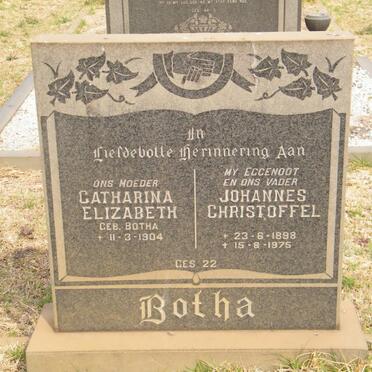 BOTHA Johannes Christoffel 1898-1975 &amp; Catharina Elizabeth BOTHA 1904-
