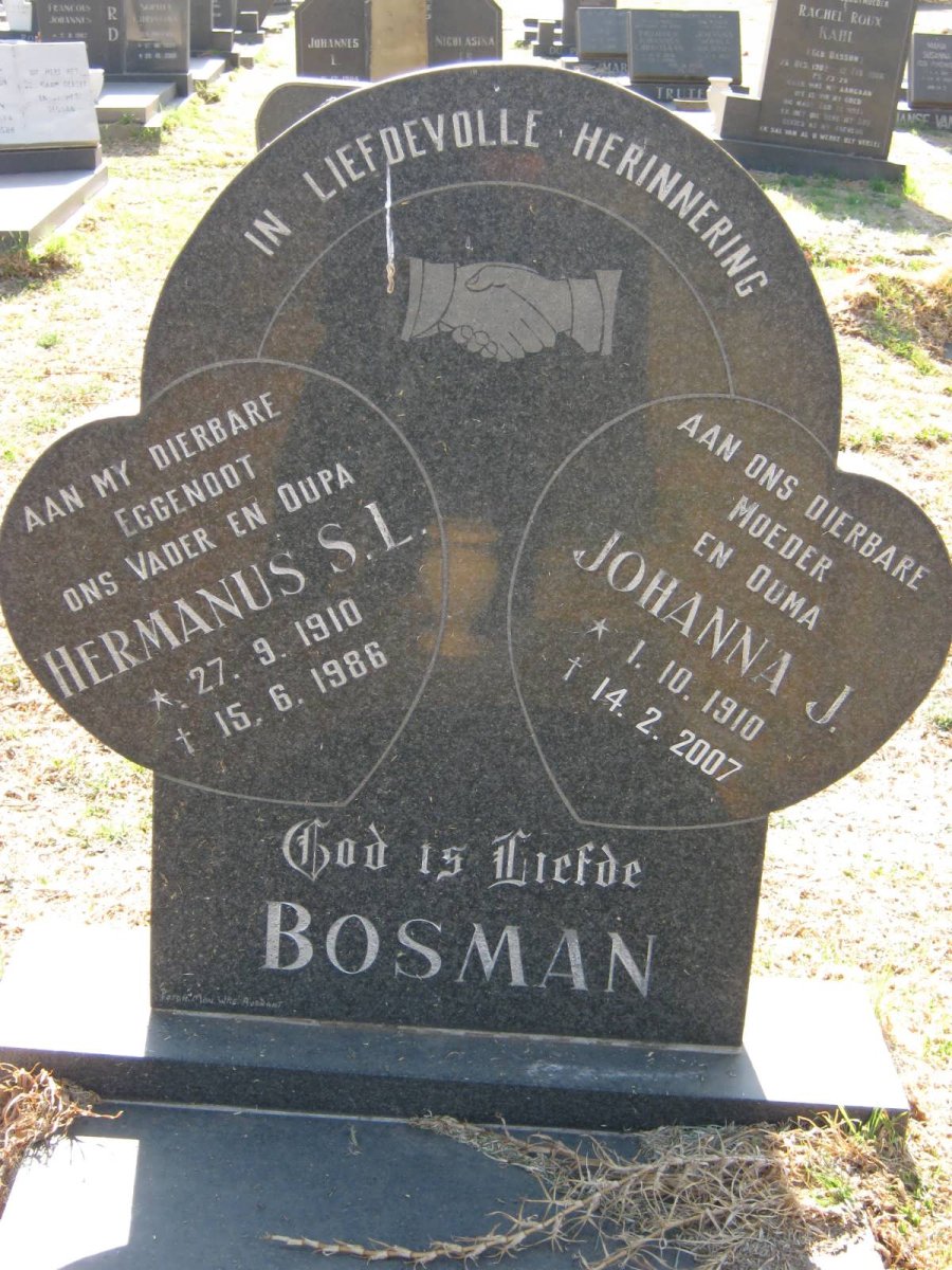 BOSMAN Hermanus S.L. 1910-1986 &amp; Johanna J. 1910-2007