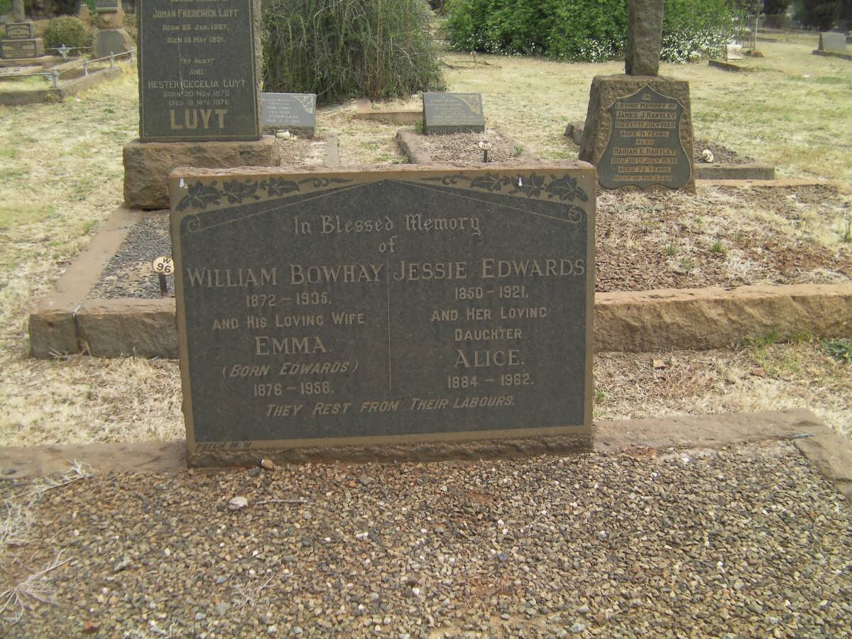 BOWHAY William 1872-1905 &amp; Emma EDWARDS 1876-1958 :: EDWARDS Jessie 1850-1921 :: EDWARDS Alice 1884-1962