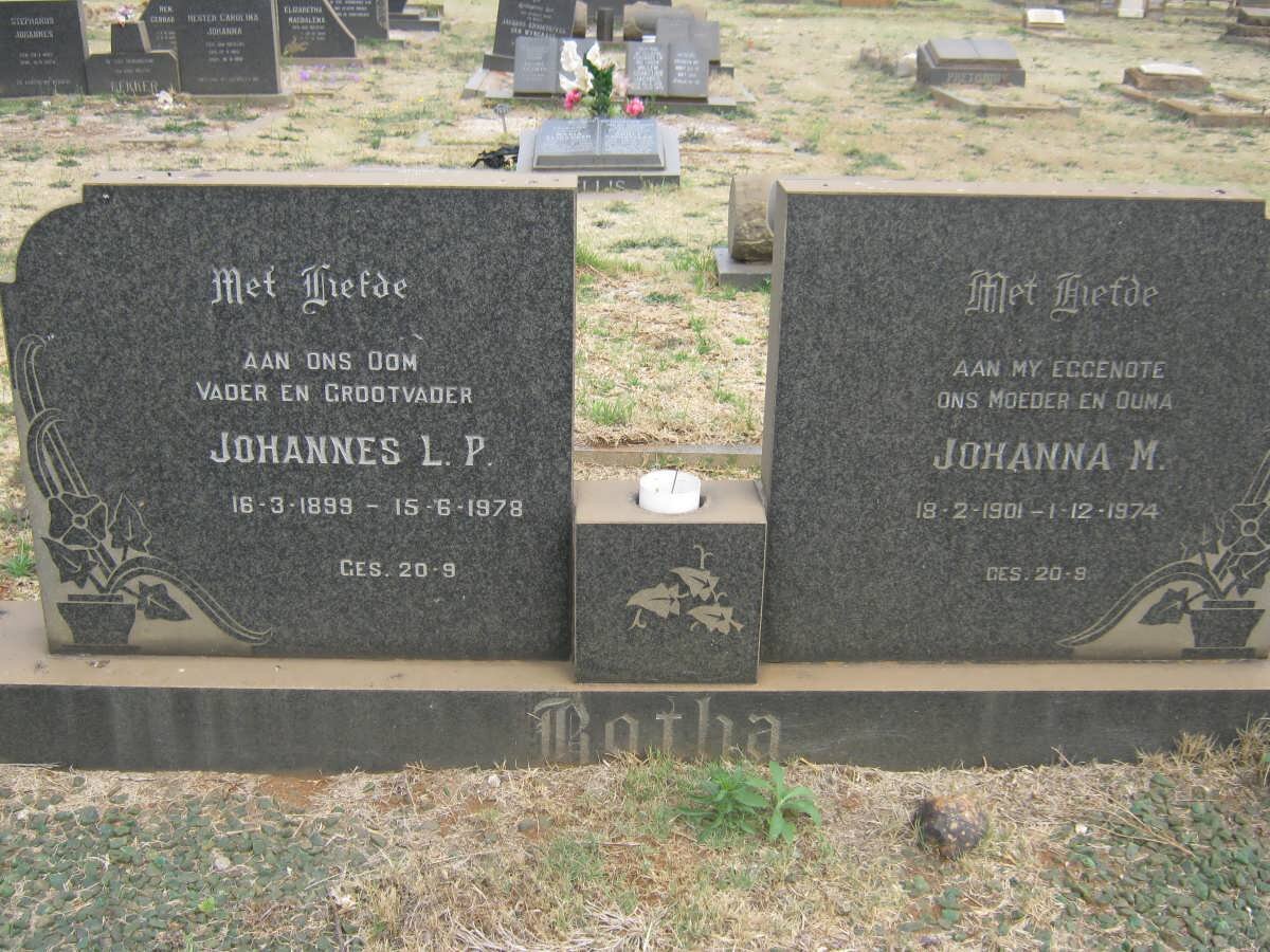 BOTHA Johannes L.P. 1899-1978 &amp; Johanna M. 1901-1974