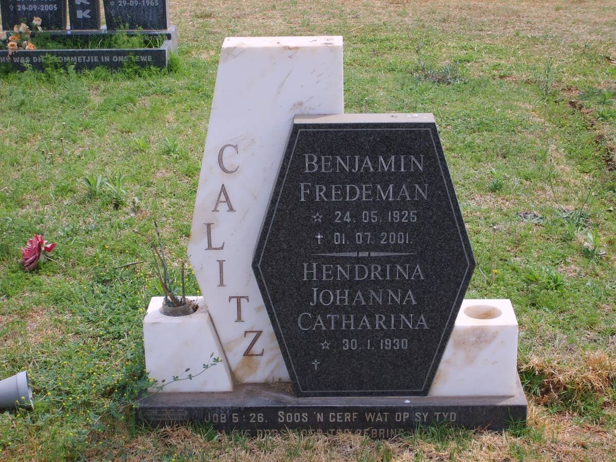 CALITZ Benjamin Fredeman 1925-2001 &amp; Hendrina Johanna Catharina 1930-