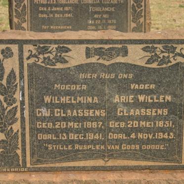 CLAASSENS Arie Willem 1851-1943 &amp; Wilhelmina G.J. 1867-1941