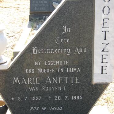 COETZEE Marie Anette nee VAN ROOYEN 1937-1985