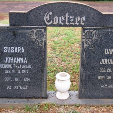 COETZEE Daniël Johannes 1911-1976 &amp; Susara Johanna PRETORIUS 1917-1994