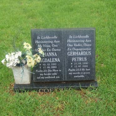 COETZER Gerhardus Petrus 1936-2004 &amp; Johanna Magdalena 1941-2003