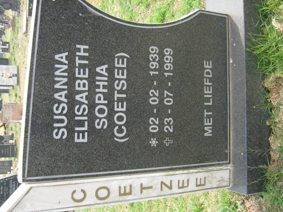COETZEE Susanna Elisabeth Sophia nee COETSEE 1939-1999