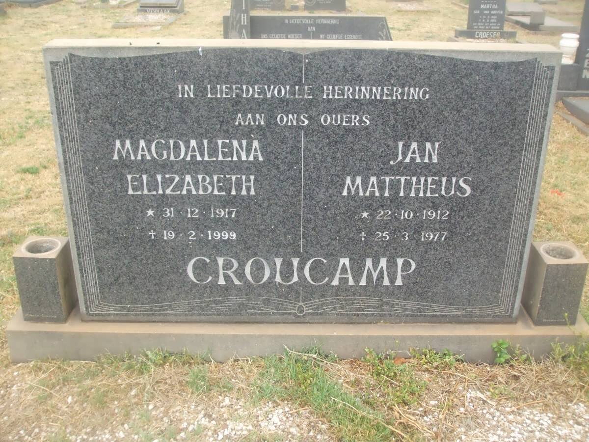 CROUCAMP Jan Mattheus 1912-1977 &amp; Magdalena Elizabeth 1917-1999