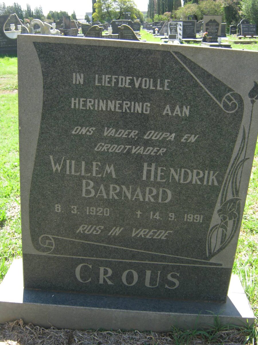 CROUS Willem Hendrik Barnard 1920-1991
