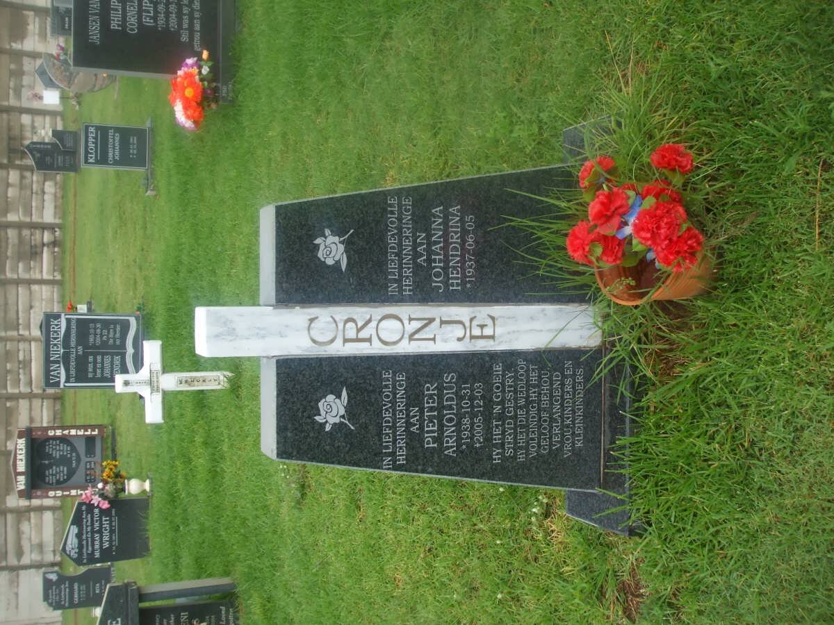 CRONJE Pieter Arnoldus 1938-2005 &amp; Johanna Hendrina 1937-