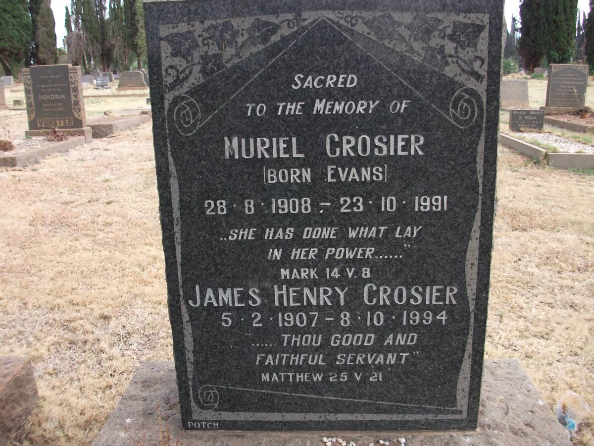 CROSIER James Henry 1907-1994 &amp; Muriel EVANS 1908-1991