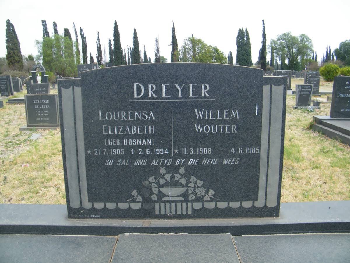 DREYER Willem Wouter 1908-1985 &amp; Lourensa Elizabeth BOSMAN 1905-1994