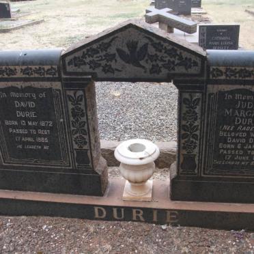 DURIE David 1872-1965 &amp; Judith Margaret RADEMEYER 1880-1961