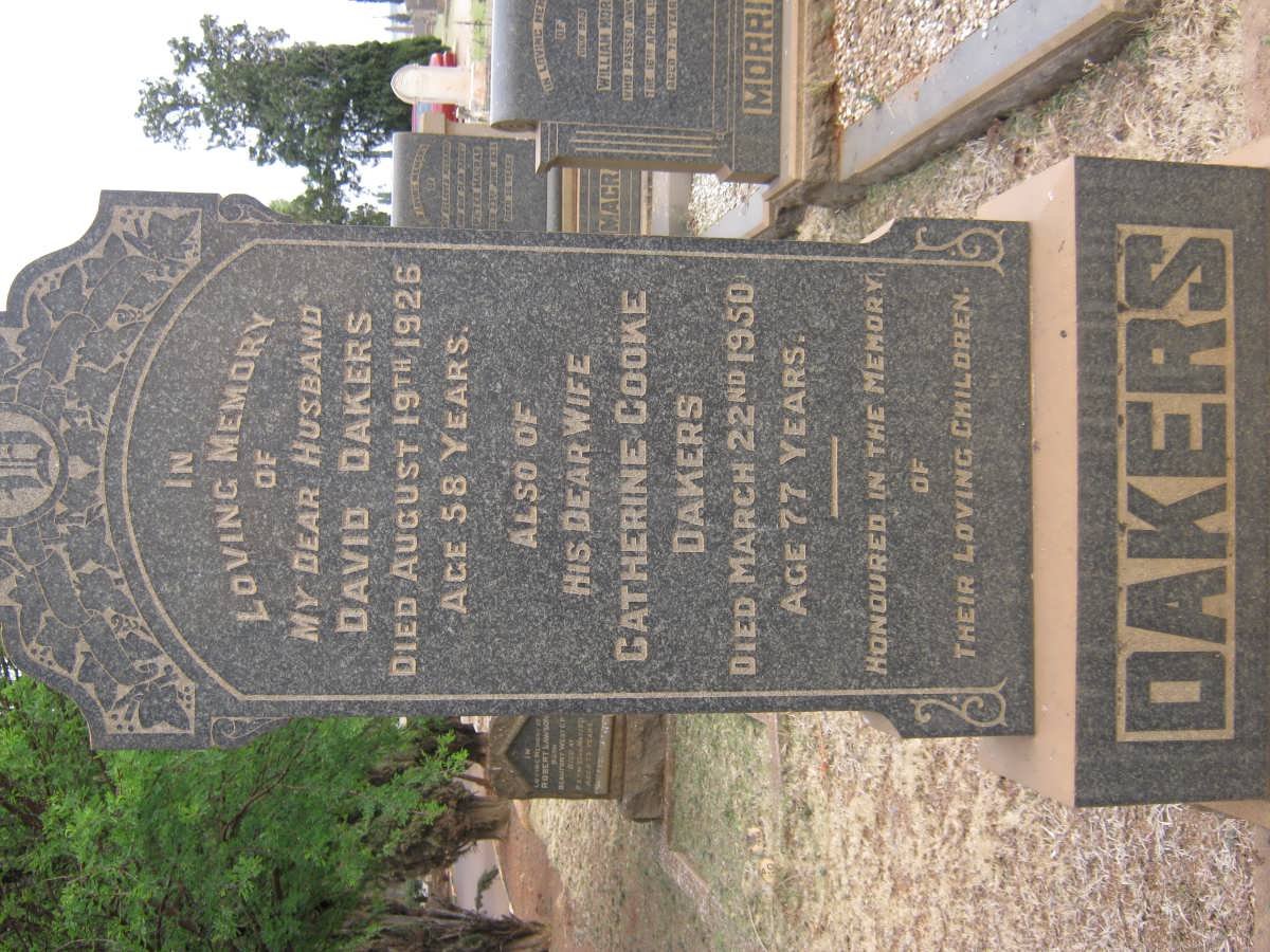 DAKERS David -1926 &amp; Catharine Cooke -1950