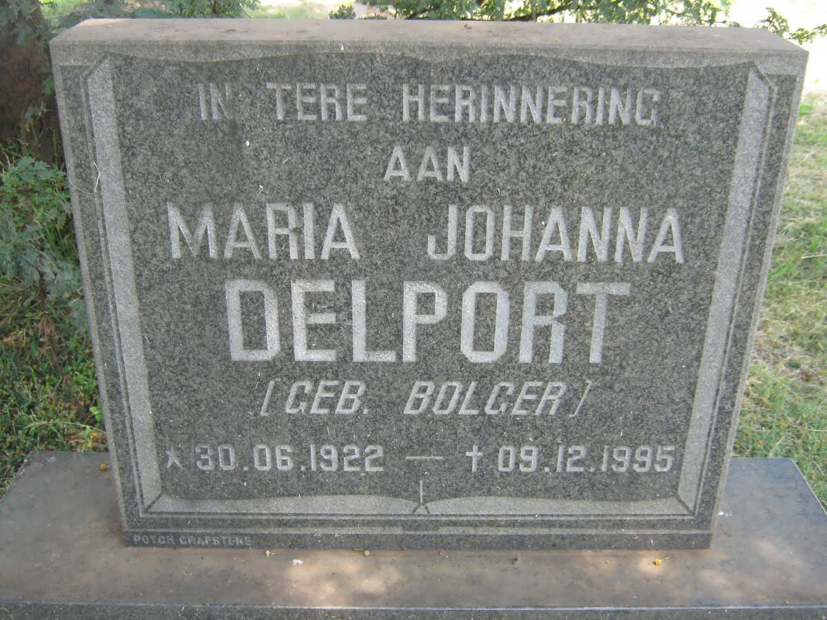 DELPORT Maria Johanna nee BOLGER 1922-1995